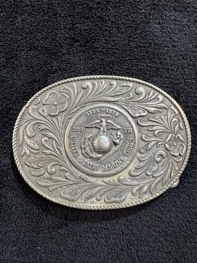 Vintage Commemorative United States Marine Corps Oval Belt Buckle
